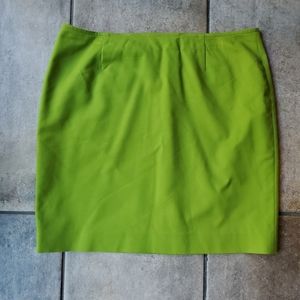 Jones NY Green Pencil Skirt Mini Back Slit Cotton Preppy Work Cocktail Party 12